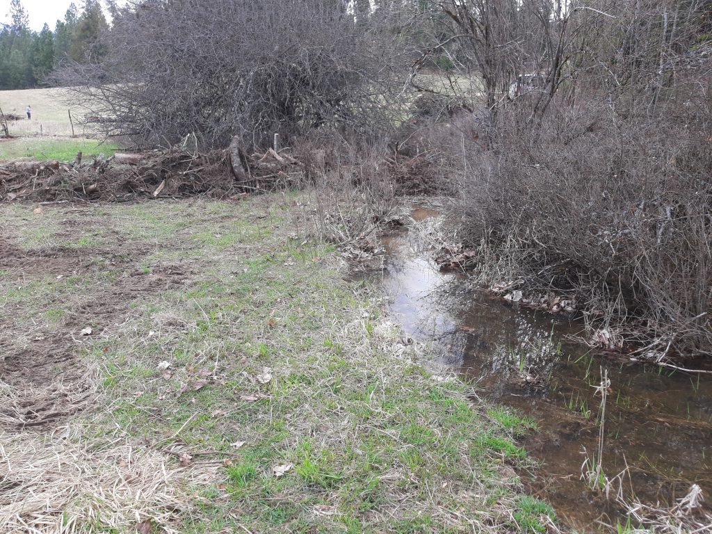 Image of log structures on an unnamed creek in Schlagel Draw.