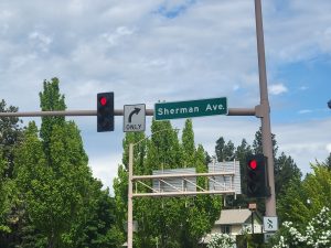 Picture of the street sig at Sharman Ave. in Coeur d'Alene.