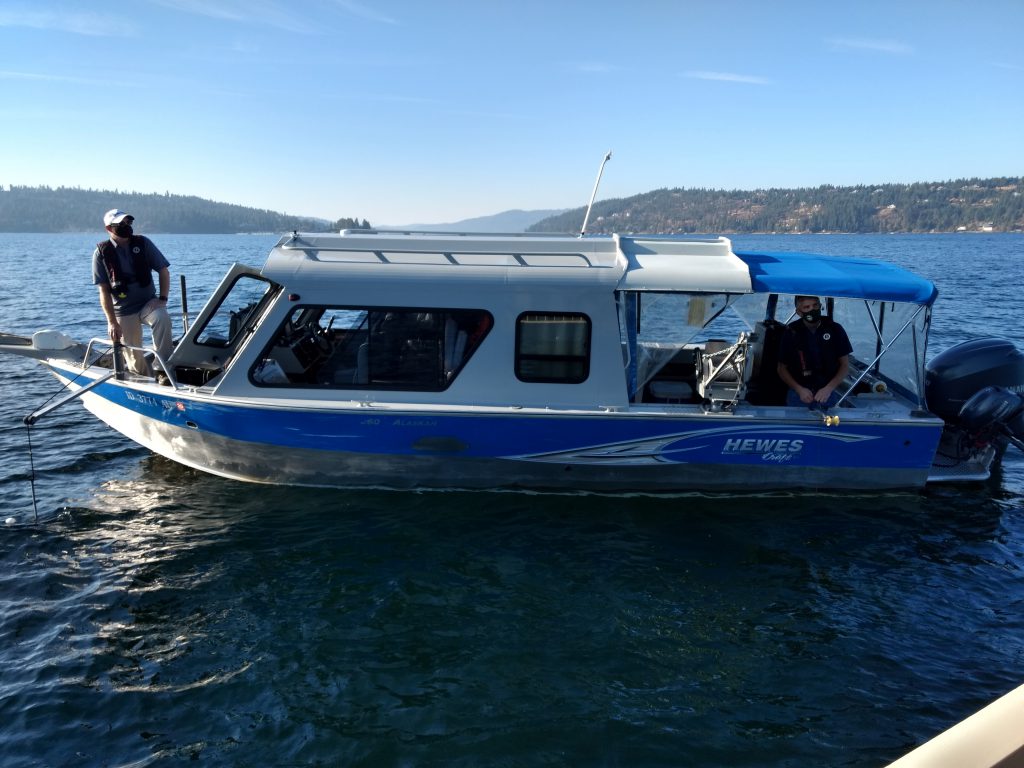 DEQ Research boat on Coeur d'Alene Lake.