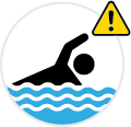 USE CAUTION: adults swimming or wading in the water